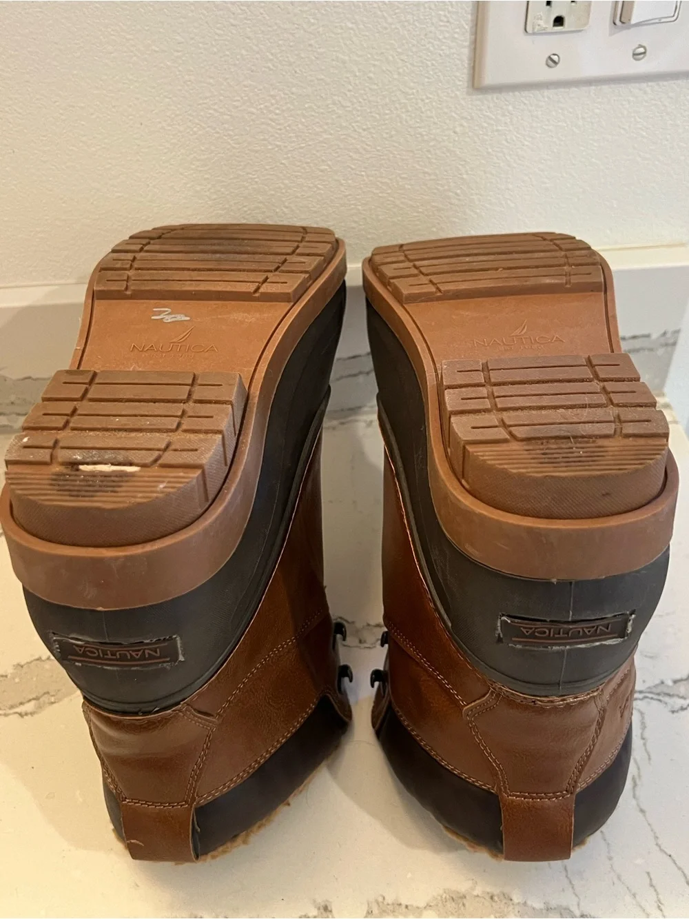 Nautica Brown Waterproof Duck Boots with Faux Shearling Men’s Size 10